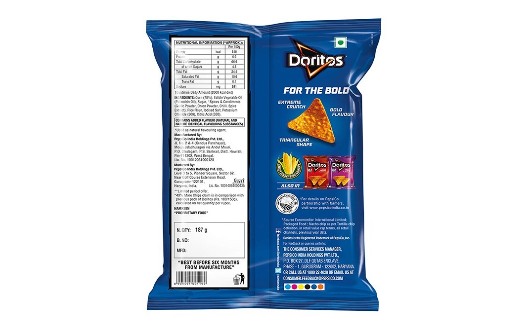 Doritos Masala Mayhem Flavour    Pack  187 grams
